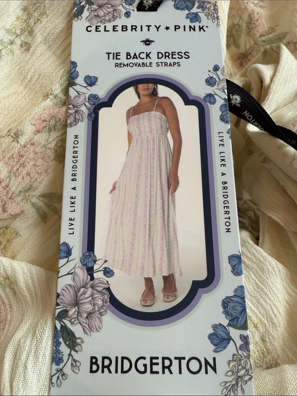Celebrity Pink Cream Maxi Dress with Pink Floral Stripes